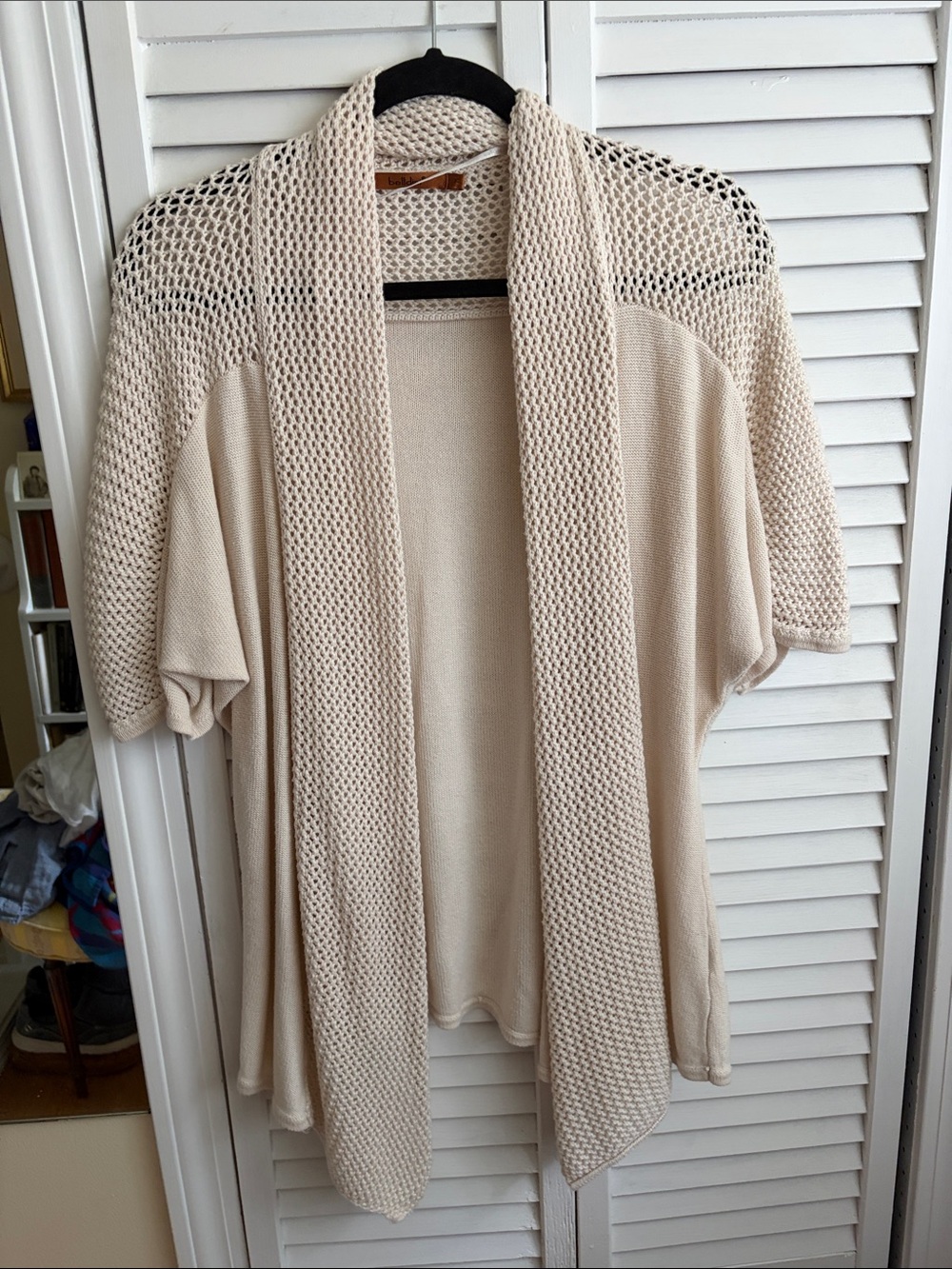 Open-Front Knit Cardigan Sweater - Cream